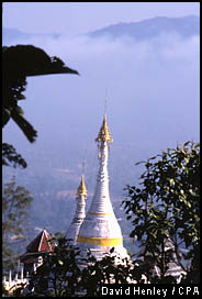 View over Mae Hong Sorn from Wat Phra That Doi Kong Mu